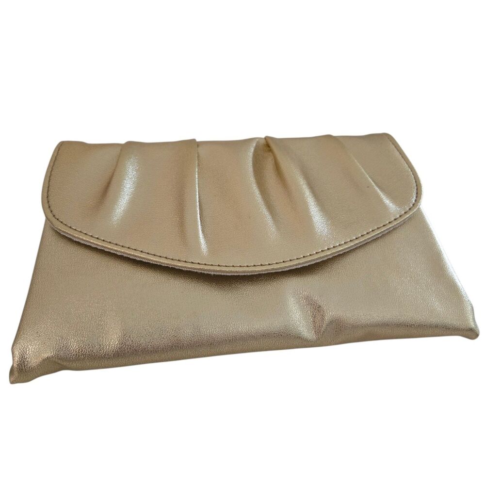 Vintage Avon Polished Gold Evening Bag Metallic Clutch Glam Prom Wedding Formal